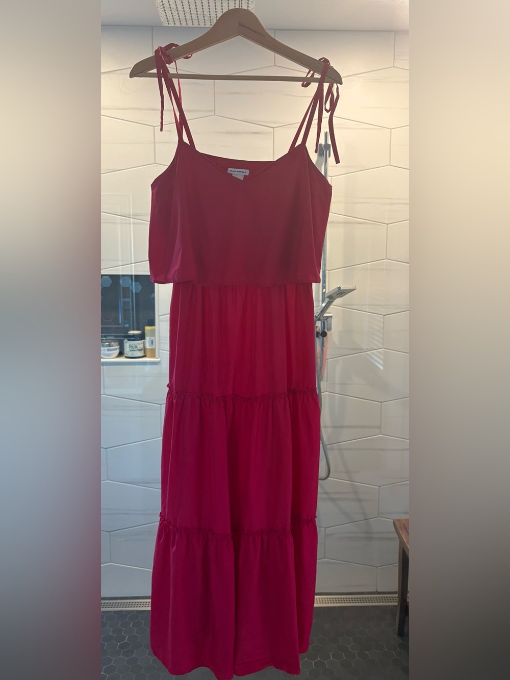 Club Monaco Fuchsia Tiered Maxi Dress with Adjustable Straps